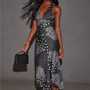VICI Payce Polka Dot Halter Maxi Dress (NWOT), Size Small